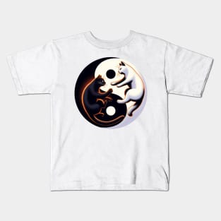 Ying Yang Cat Fight Kids T-Shirt